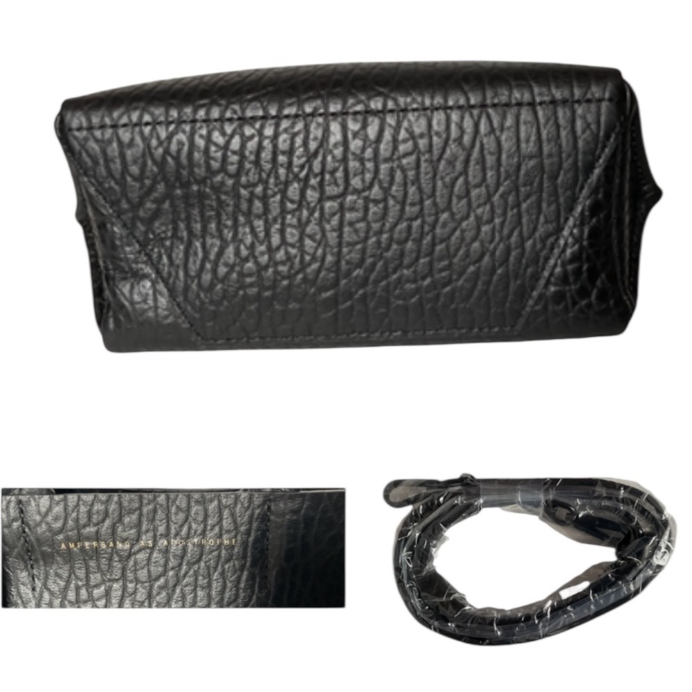 Ampersand As Apostrophe Leather Black Buffalo Micro Tote Crossbody - Picture 3 of 5